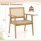 Costway 1/2 PCS Wood Chair Indonesia Teak Wood Armchair with Natural Rattan Seat & Back Patio Chair for Porch